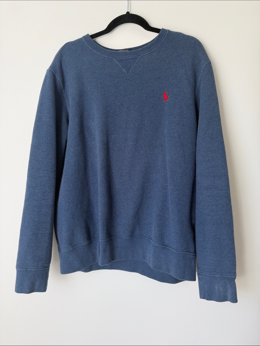 Polo by Ralph Lauren Men’s Navy Crewneck Sweatshirt with Red Pony